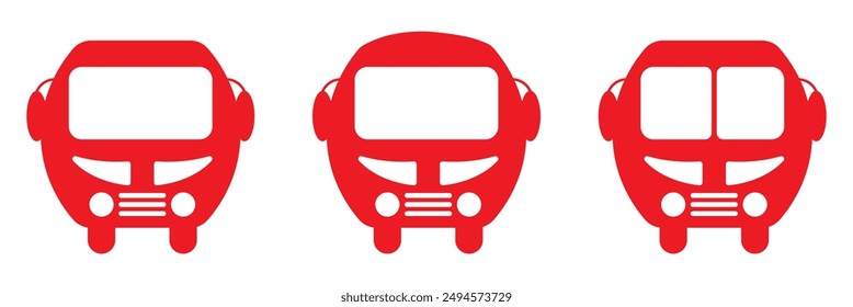 Flat style of red bus icon set.