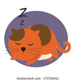 flat style red cartoon cat sleeping. vector EPS 8.