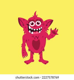 flat style red goblin monster