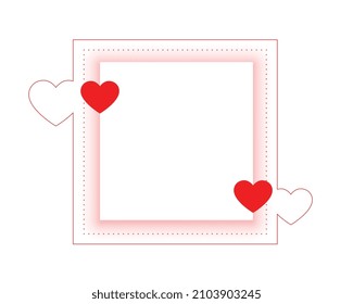 flat style red hearts love frame with text space