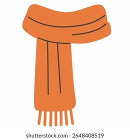 Flat style red scarf illustration, great for autumn, cold weather, winter outfit, or fashion accessory concepts in seasonal or clothing-themed content.