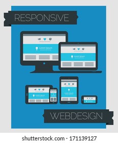 Flat style responsive webdesign placard