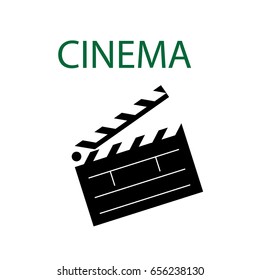 Flat style retro film clapper. Vector illustration.