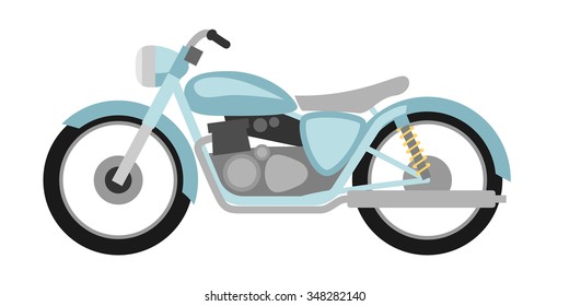 Flat style retro motorcycle