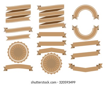Flat style ribbon set in brown
