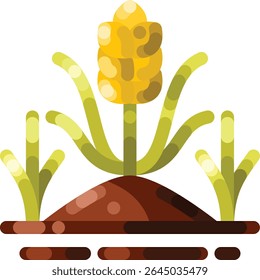Flat style rice field icon with clean shapes and green tones. Perfect for farming illustrations, rural landscape designs, agricultural content, and eco-friendly themes.