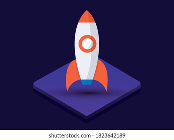 flat style rocket, marketing, infographic and web element, startup