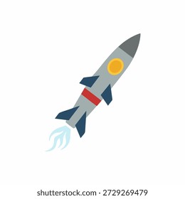 Flat Style Rocket Weapon Graphic for Defense and Technology