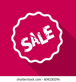 Flat style rubber stamp with text SALE  on red background. Vector illustration