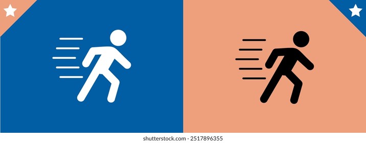 flat style running person icon illustration