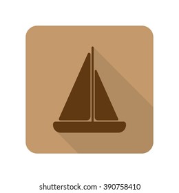 Flat style Sailboat web app icon on light brown background