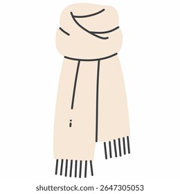 Flat style scarf with fringes in soft cozy colors, ideal for winter fashion, seasonal clothing, and cold weather accessories