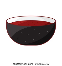 Salsa De Schezwan De Estilo Plano En Tazón Negra Con Fondo Blanco.