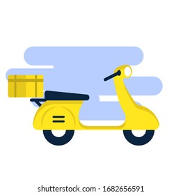 Flat style scooter icon. Scooter for home delivery. Scooter for travel. Motobike, vector. Scooter delivery, vector.