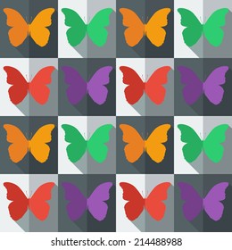 Flat style seamless pattern with butterflies