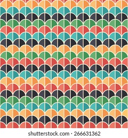 Flat style seamless pattern with colorful semicircles.