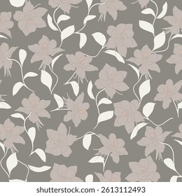Flat style seamless pattern with flowers. Vector background for textiles.