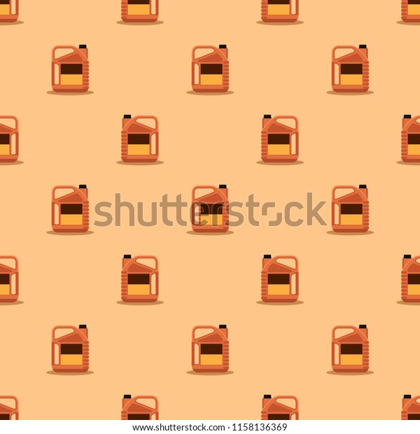 Flat style seamless pattern with motor oil\
canister icons.