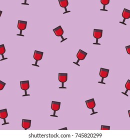 Flat style seamless pattern of wine glasses. Concept for fabric and paper, surface textures.