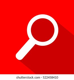 Flat style search icon isolated on red background