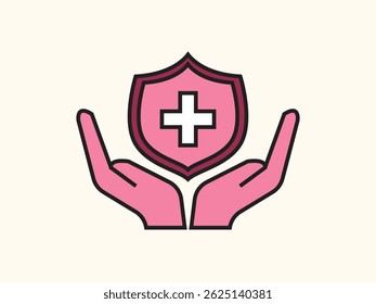 Flat style secured icon with padlock and shield elements. Perfect for privacy, data protection, and cybersecurity themes. Clean, scalable vector design.