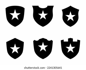 Flat style shield illustration set. Stock vector collection.