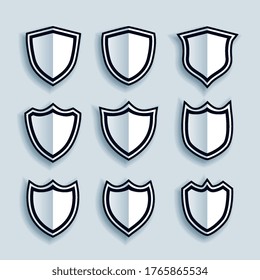 flat style shield symbols or badges set