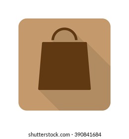 Flat style Shopping Bag web app icon on light brown background
