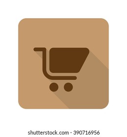 Flat style Shopping Cart web app icon on light brown background