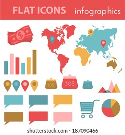 Flat style shopping infographics. Vector eps10.