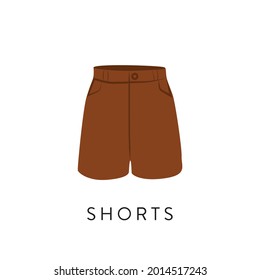 Flat Style Shorts Vector illustartion. Cartoon style Unisex Shorts vector icon isolated on white background.  Modern brown color Short icon symbol