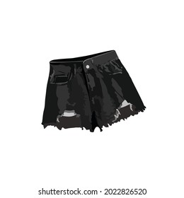 Flat Style Shorts Vector illustartion. Cartoon style Black Jeans Shorts vector icon isolated on white background. Modern trendy black shorts for girls or teenagers