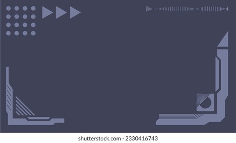 Flat style Simple Cyberpunk Frame and Abstract Shapes template, Dark Grey Background