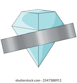 Estilo plano simple Diamond conducto pegado a la pared. Diseño de Plantilla de cristal mínimo con cinta adhesiva en Galería de arte. Ilustración vectorial. EPS 10