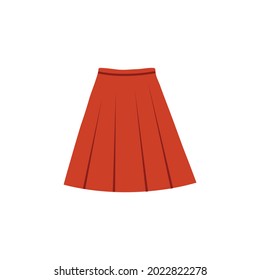 Flat Style Skirt Vector illustartion. Cartoon style Wide Skirt vector icon isolated on white background. Modern red skirt for women. Girl's School Uniform Pictogram