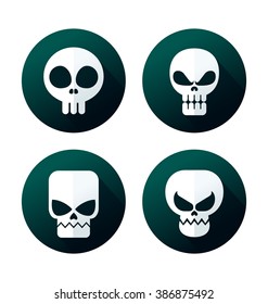 flat style skull icon collection
