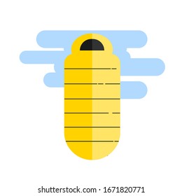 Flat style sleeping bag icon. A place to sleep in nature. Hike with amenities. Vector.