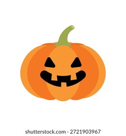 Estilo plano jack sonriente o ilustración de calabaza de linterna para otoño y temas de Halloween sobre fondo blanco