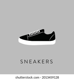 Ilustración vectorial de los altavoces de estilo plano. Estilo de dibujos animados Sneakers 
 icono de vector plano aislado en fondo blanco. Corriendo zapatos. Calzado. Ilustración de Sneakers. Ilustración vectorial de zapatos deportivos