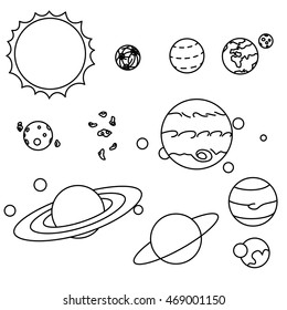 Flat style solar system planets set