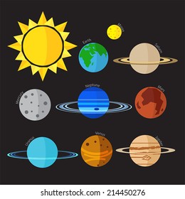 Flat style Solar system vector icon