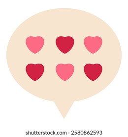 Flat style Speech bubble with hearts. Colorful talk balloon Valentines day element. Love decoration for greeting card banner poster cover