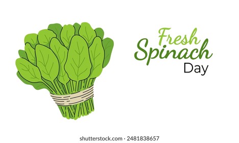 Hojas de espinaca de estilo plano aisladas sobre un fondo blanco, manojo de verduras como Anuncio, cartel o Plantilla, día nacional de la espinaca, día de la espinaca fresca.