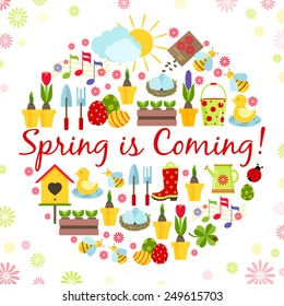 flat style spring elements  background. spring is coming
