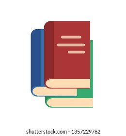 Flat style stack of books icon on white, stock vector illustration