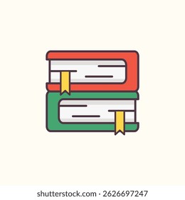 Flat style stack of books icon. Perfect for education, library, reading, and learning themes. Clean, colorful, and fully scalable vector design