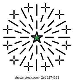Icono de Vector de luz estelar de estilo plano con Elementos mágicos de luz celestial