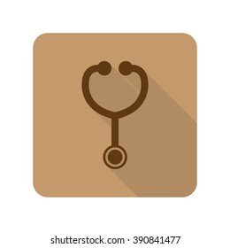 Flat style Stethoscope web app icon on light brown background
