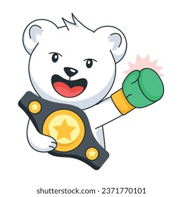 Una pegatina de estilo plano del oso campeón