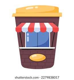 A flat style sticker of a coffee shop 